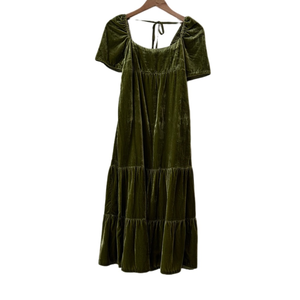 Anthropologie size 2P olive green velvet dress NWT